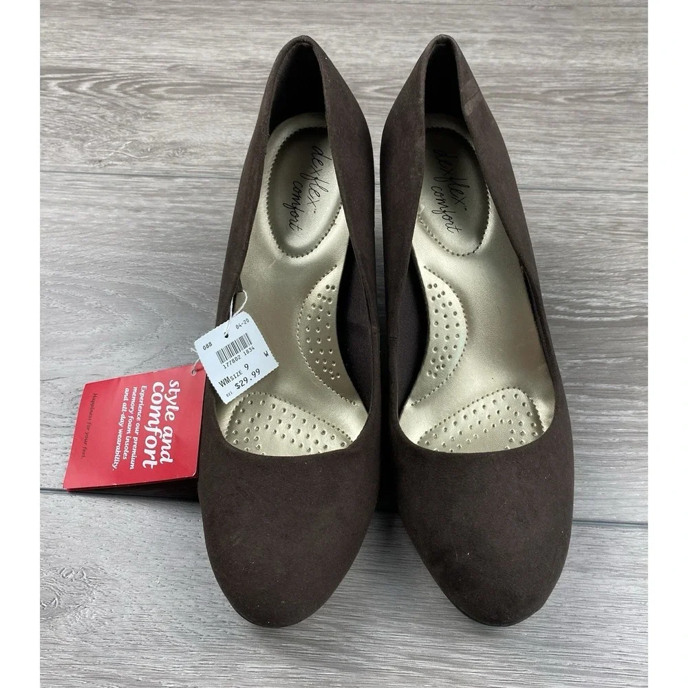 Dexter Comfort Women's Comfort Heel Pumps Brown Size 9W New - Picture 2 of 7